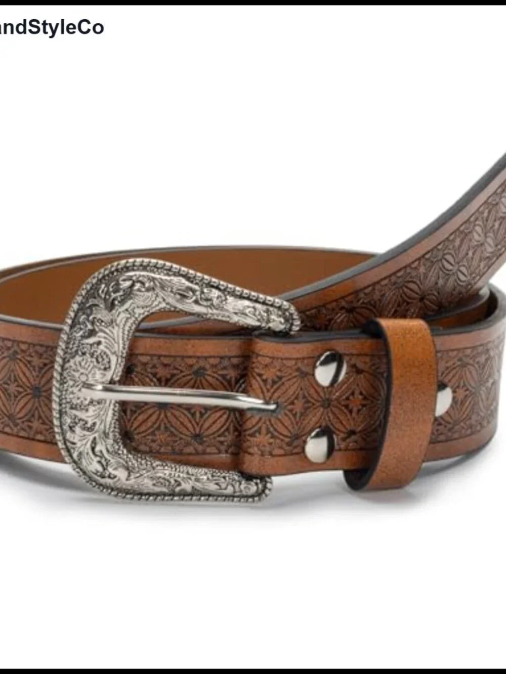Women Western Cowgirl PU Leather Belt Vintage Carved Buckle